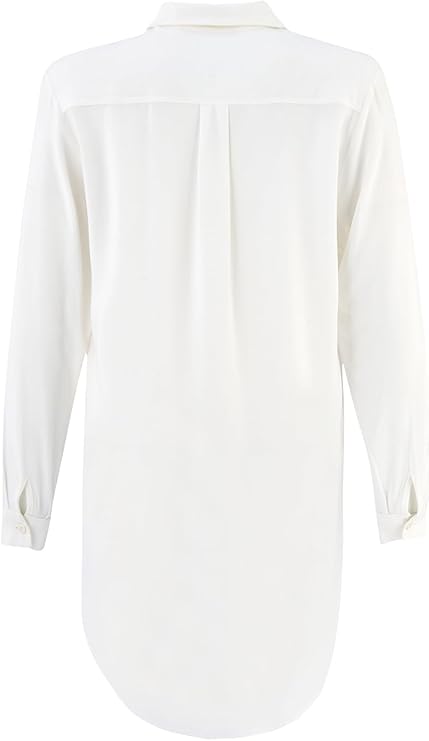 Women's Ecru Button Down Dress Shirt – Wrinkle-Free Long Sleeve Solid Work Blouse, Soft Viscose Office & Casual Top