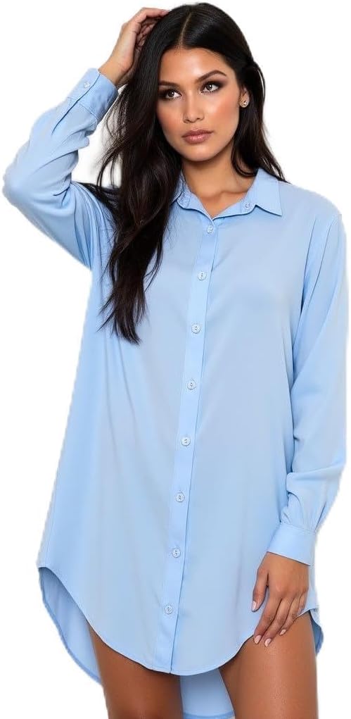 Women's Wrinkle-Free Viscose Button Down – Solid Long Sleeve Stretch Blouse, Casual Work & Dress Shirt