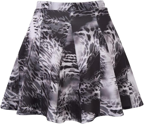 Women's High Waisted Pleated Tennis Skirt – A-Line Skater Mini Skirt with Built-in Shorts, Gray Watermark Print