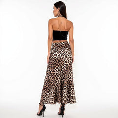 Women's Leopard Print Midi Skirt – High Waist A-Line Flowy Skirt – Soft Viscose Fabric – Lightweight Casual Skirt for All Seasons