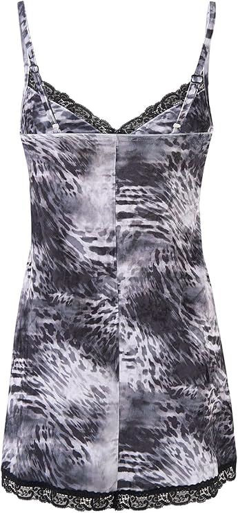 Women's Sexy Lace Chemise Nightgown V-Neck Babydoll Sleepwear Modal Lounge Dress - Elegant Sleepwear for Women