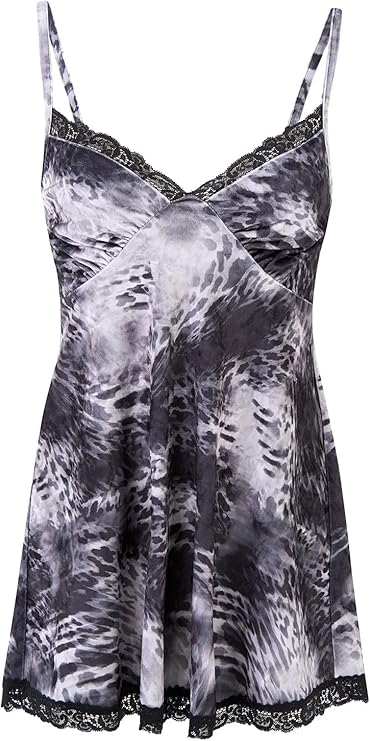 Women's Sexy Lace Chemise Nightgown V-Neck Babydoll Sleepwear Modal Lounge Dress - Elegant Sleepwear for Women