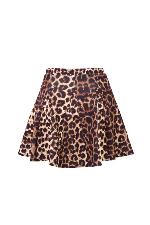 Women's High Waisted Pleated Tennis Skirt – A-Line Skater Mini Skirt with Built-in Shorts, Leopard Print Design, Athletic & Casual Wear