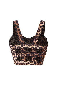 Women's Leopard Print Crop Top – Double Lined Sleeveless Scuba Tank, U-Neck Workout & Casual Going Out Shirt
