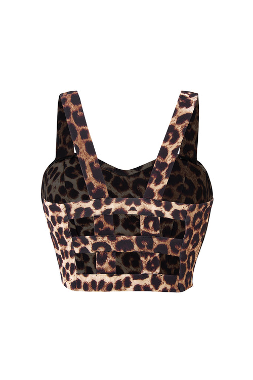 Women's Leopard Print Crop Top – Double Lined Sleeveless Scuba Tank, U-Neck Workout & Casual Going Out Shirt
